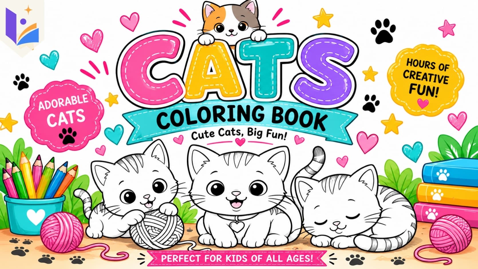 Cats Coloring Book for Kids | Cute & Adorable Cat Coloring Pages | Printable Animal Activity Book | Ages 3+ | PDF