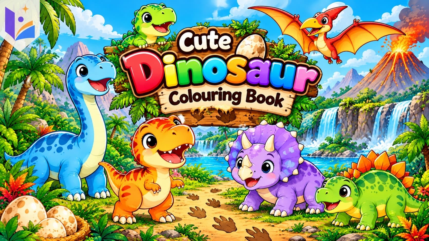Cute Dinosaur Coloring Book for Kids | T-Rex, Triceratops & Prehistoric Adventures | Printable PDF | Ages 3�8