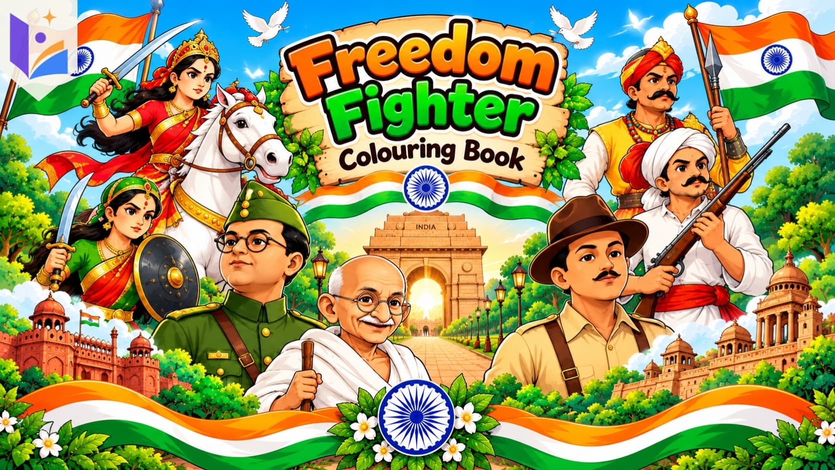 Indian Freedom Fighters Coloring Book for Kids | Indian History & Independence Coloring Pages | Printable PDF