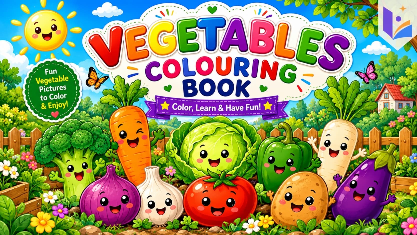 Vegetables Coloring Book for Kids | Cute Vegetable Coloring Pages | Healthy Food Learning Activity | Printable PDF | Age 3+