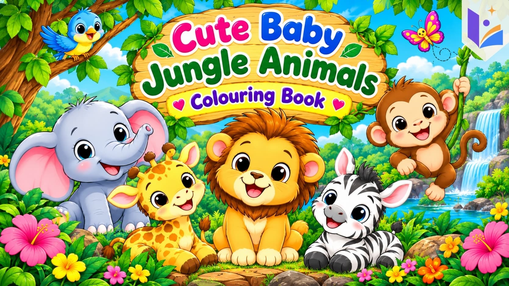 Cute Jungle Animals Coloring Book for Kids | Printable Safari & Wildlife Coloring Pages | Animal Activity eBook | Ages 3+
