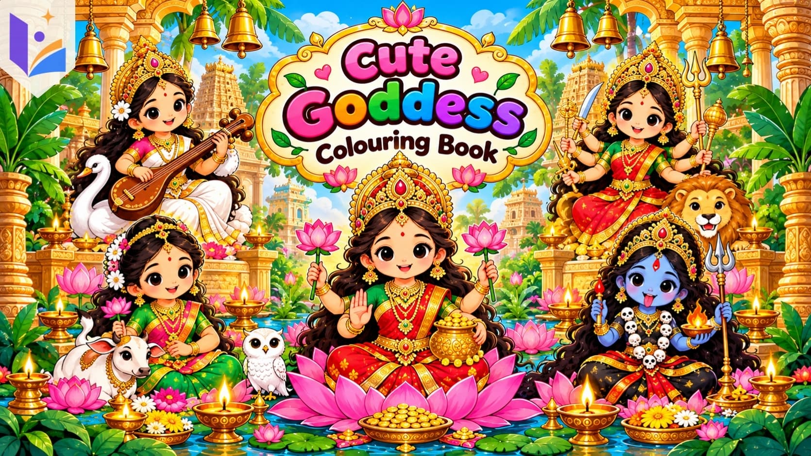 Cute Goddess Coloring Book for Kids | Hindu Mythology & Indian Culture Coloring Pages | Printable PDF | Ages 3+