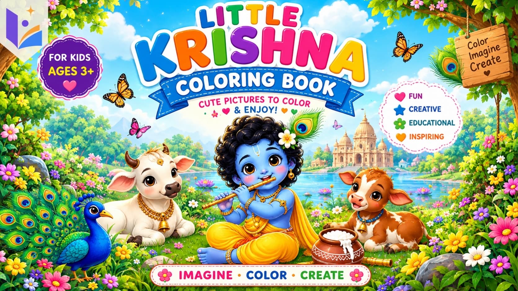 Little Krishna Coloring Book for Kids | 48 Coloring Pages | Indian Culture Activity Book | Printable PDF | Ages 3+ | Instant PDF Download