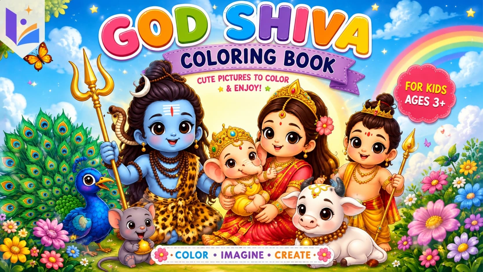 God Shiva Coloring Book for Kids | 20 Coloring Pages | Indian Culture Printable Activity Book | Ages 3+ | Instant PDF Download