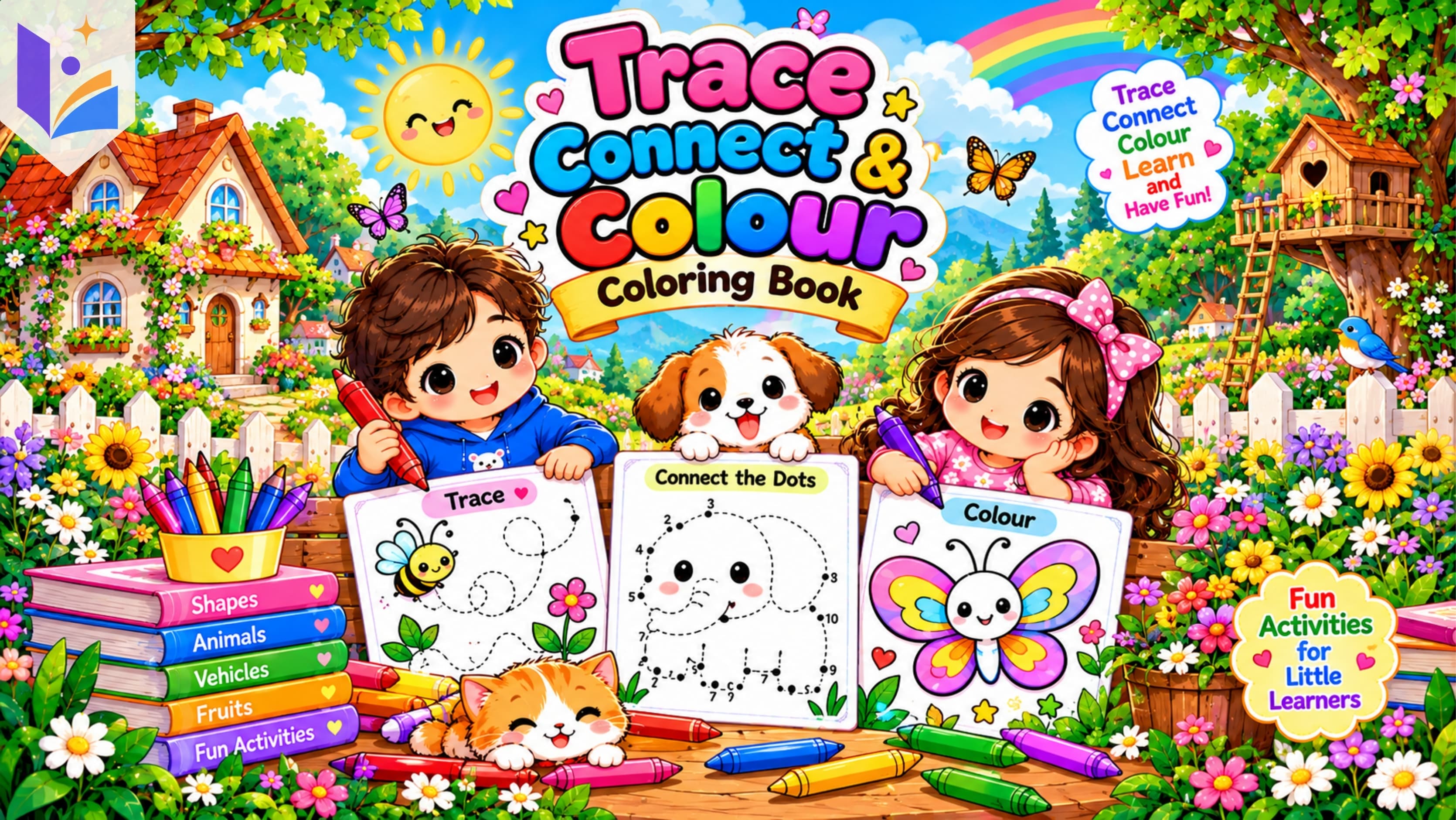 Trace, Connect & Colour Activity Book for Kids | Tracing Lines, Connect-the-Dots & Creative Fun | Printable PDF